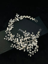 SOFIA - Crystal Leaf And Berry Hair Piece In Silver