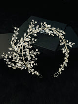 SOFIA - Crystal Leaf And Berry Hair Piece In Silver