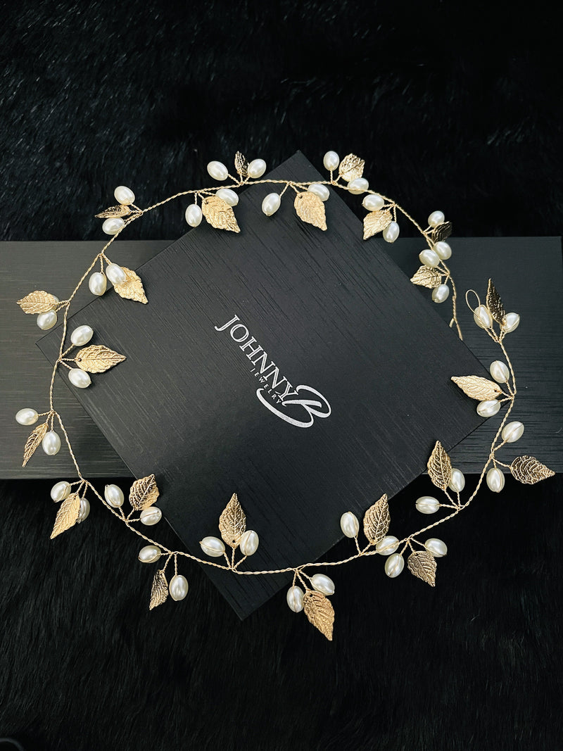 ROMANA – Silver Leaves And Pearls Hair Piece