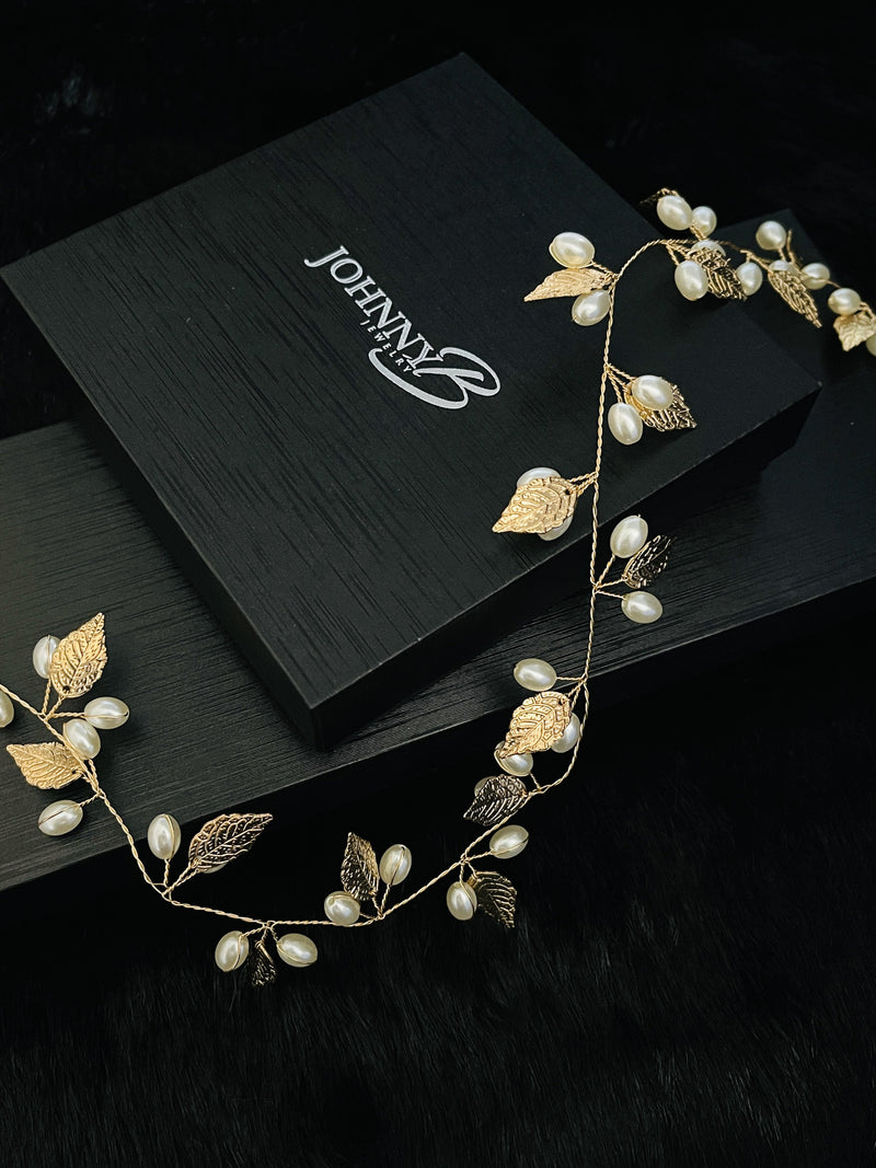 ROMANA – Silver Leaves And Pearls Hair Piece