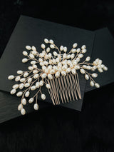 SAMANTHA - Pearl Flower And Sprays Hair Comb - JohnnyB Jewelry