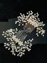 SAMANTHA - Pearl Flower And Sprays Hair Comb - JohnnyB Jewelry