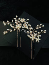 SAMANTHA - 2Pcs Pearl Flower And Sprays Hair Pin - JohnnyB Jewelry