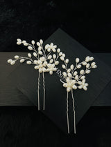 SAMANTHA - 2Pcs Pearl Flower And Sprays Hair Pin - JohnnyB Jewelry