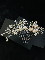 SAMANTHA - 2Pcs Pearl Flower And Sprays Hair Pin - JohnnyB Jewelry