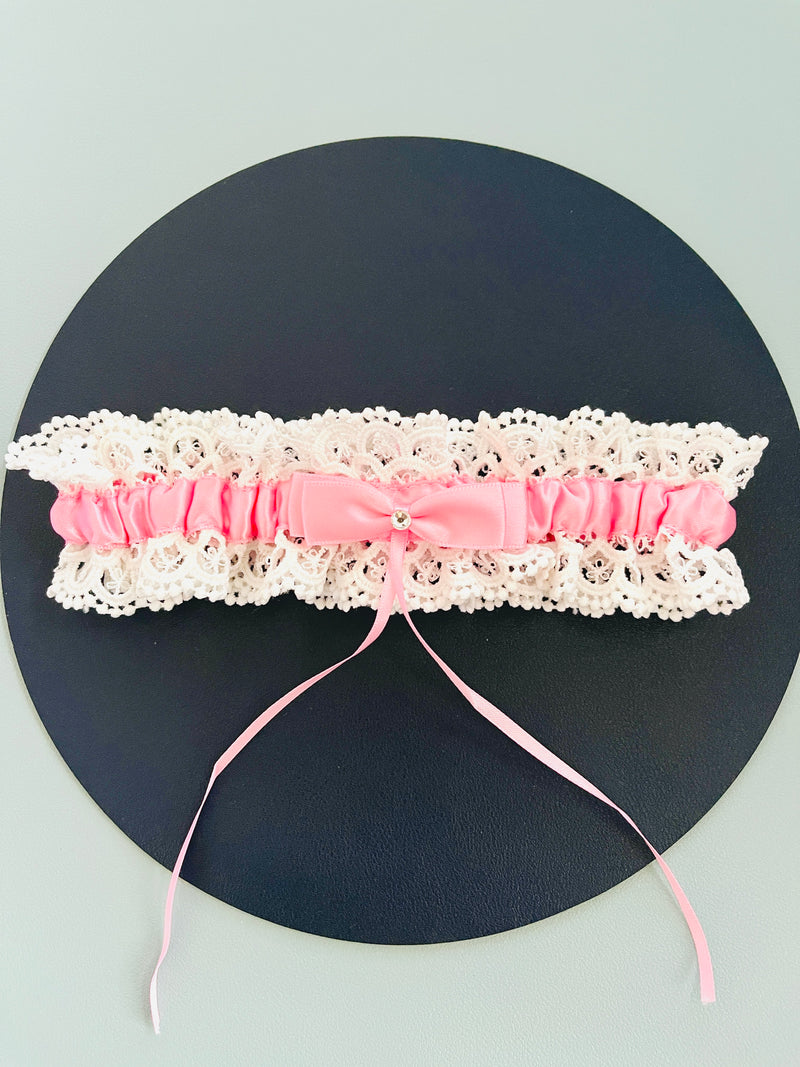 LAVERNE - 1Pcs Center Bowtie Crystal Pink Garter