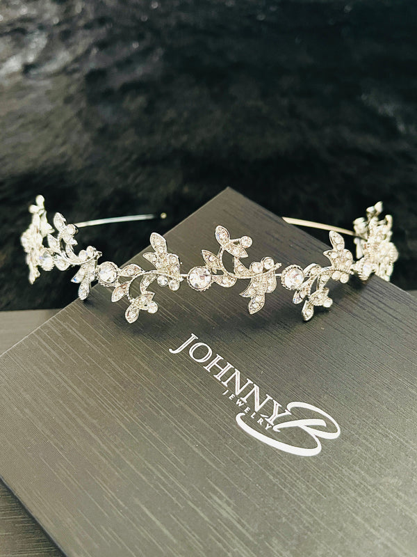 LIV- FLORAL SHAPE WITH ROUND CRYSTAL TIARA