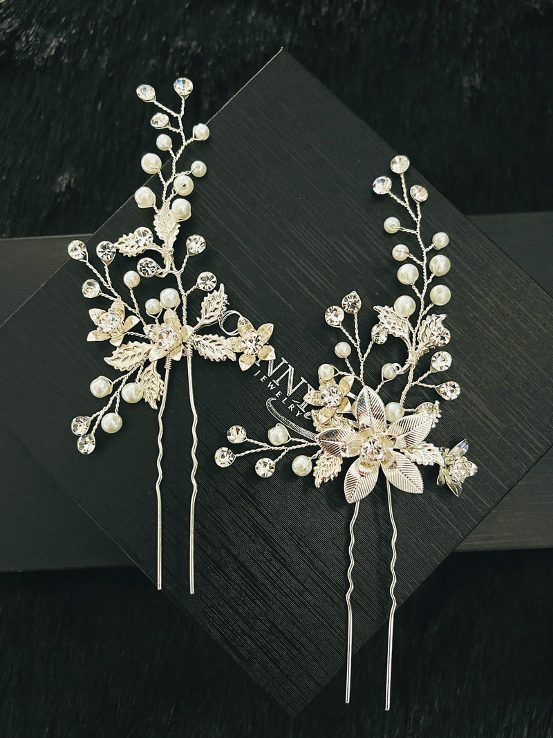 CHRISTY - Pearl and Crystal Hair Pin Set