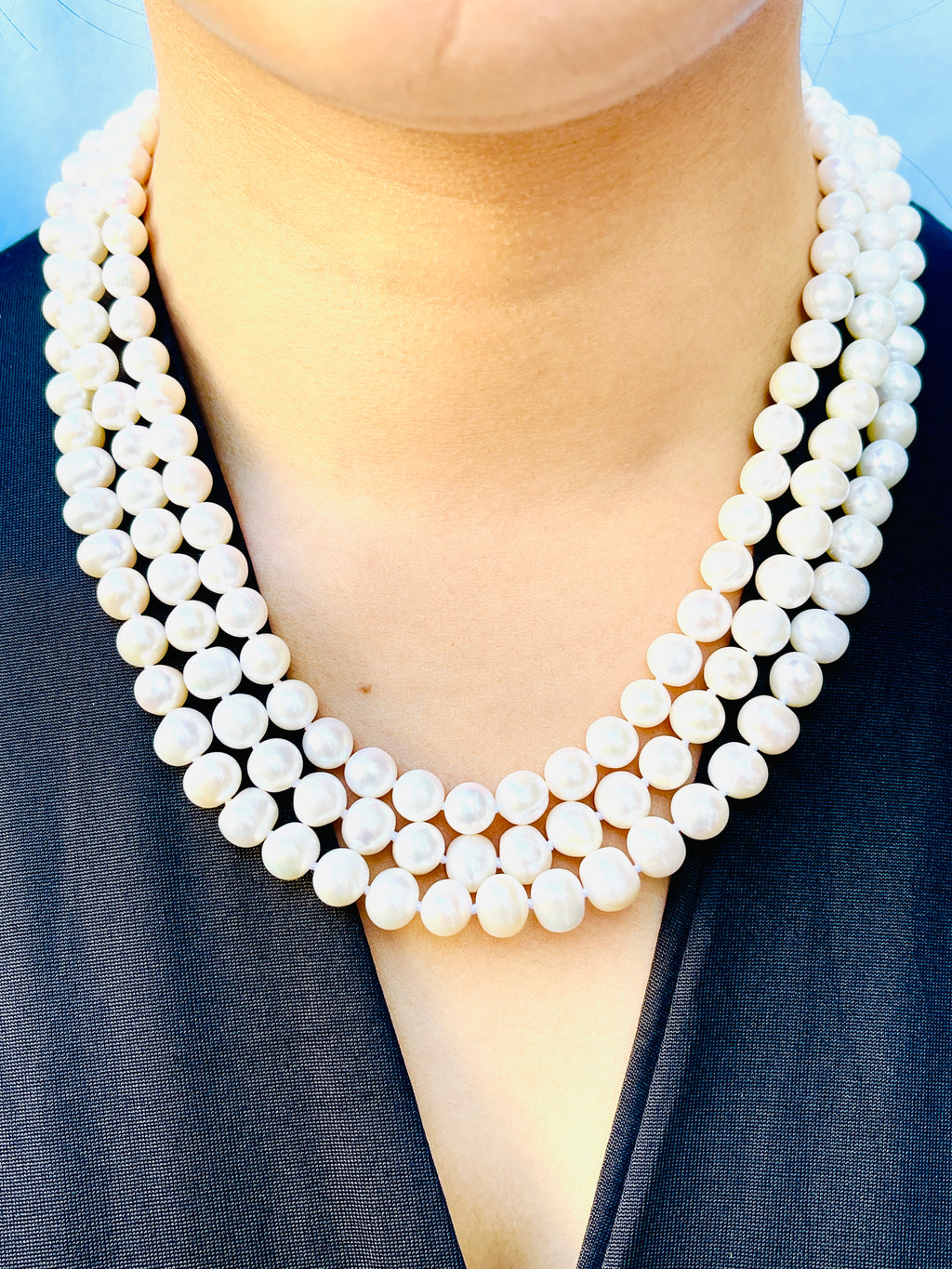 Freshwater Pearl Bridal Statement Necklace, Multi-Strand Keshi Pearl W –  Bling Beaded Baubles