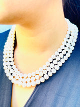 PEARLENE - THREE STRAND WHITE FRESHWATER PEARL NECKLACE