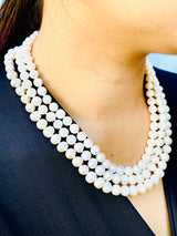 PEARLENE - THREE STRAND WHITE FRESHWATER PEARL NECKLACE