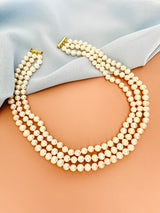 PEARLENE - THREE STRAND WHITE FRESHWATER PEARL NECKLACE