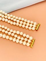 PEARLENE - THREE STRAND WHITE FRESHWATER PEARL NECKLACE