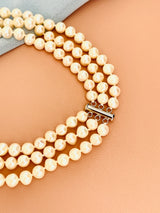 PEARLENE - THREE STRAND WHITE FRESHWATER PEARL NECKLACE