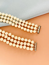 PEARLENE - THREE STRAND WHITE FRESHWATER PEARL NECKLACE