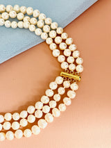 PEARLENE - THREE STRAND WHITE FRESHWATER PEARL NECKLACE