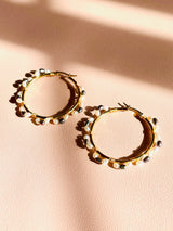 PEARLENE - 2-3MM RICE PEARL HOOP EARRINGS