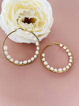 PEARLENE - FRESHWATER PEARL SETTING IN A LARGE HOOP EARRINGS