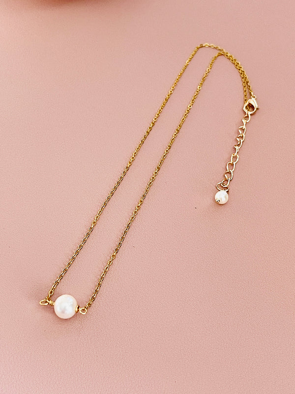 PEARLENE - CLASSIC DAINTY WIRE PEARL NECKLACE