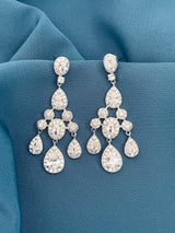 FLORENCIA - Crystal Three-Tier Chandelier Earrings - JohnnyB Jewelry