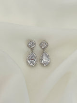 GABRIELLA - Clear Diamond-Shaped Dangle Stud With Teardrop Earrings - JohnnyB Jewelry