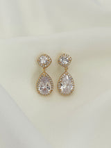 GABRIELLA - Clear Diamond-Shaped Dangle Stud With Teardrop Earrings - JohnnyB Jewelry