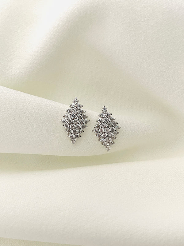 ZANIYAH - Pave Diamond-Shaped Drop Earrings In Silver - JohnnyB Jewelry