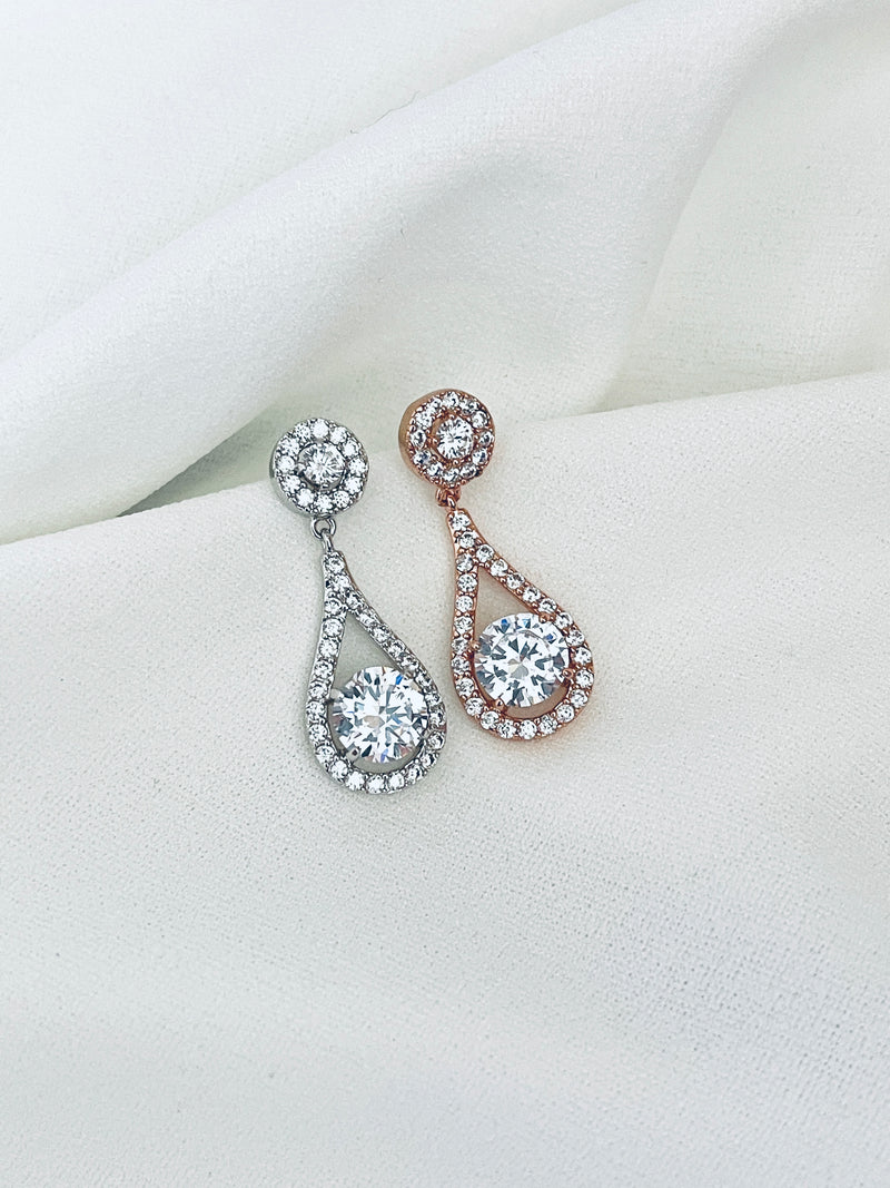 ISLA - Open Drop With Crystal Earrings - JohnnyB Jewelry