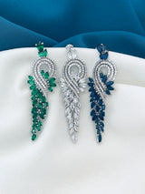MARISOLE - Clear Intricate Swirl And Droplets Earrings In Silver - JohnnyB Jewelry