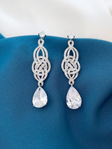 WAVERLY - Art Deco Drop With Crystal Earrings In Silver - JohnnyB Jewelry