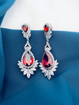 VALENCIA - Clear Intricate Teardrop Earrings In Silver - JohnnyB Jewelry