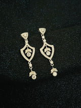 ELIZABETH - Dangle CZ Art Deco Style Drop Earrings In Silver - JohnnyB Jewelry