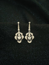 VIRGINIA - Round Art Deco Style Drop Earrings In Silver - JohnnyB Jewelry