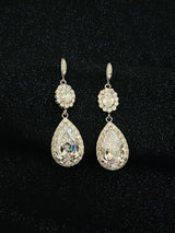 VICTORIA - Long Teardrop CZ Crystal Earrings In Silver - JohnnyB Jewelry