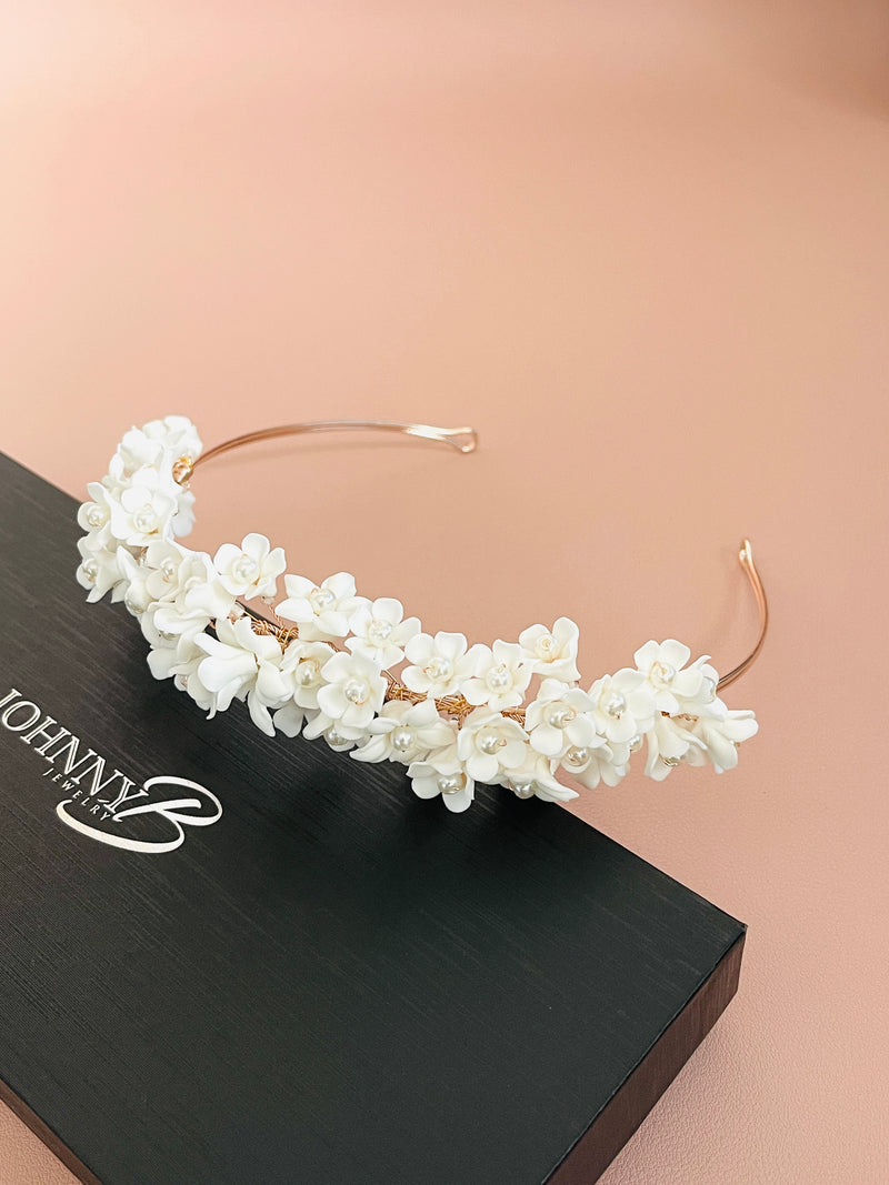 JASMINA- MULTI-SIZE CLAY FLOWER TIARA