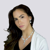 KAROLINA - Multi-Shaped CZ With Drop Pendant Necklace In Silver - JohnnyB Jewelry