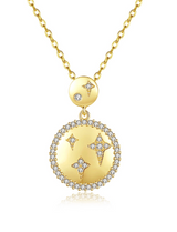 ANN - CZ Pave Star Circle Disc Necklace In 14k Gold