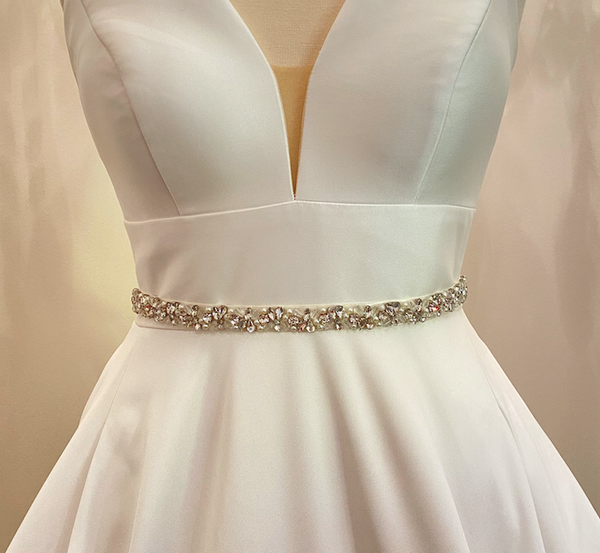 MYA - Simple Yet Sophisticated Crystal Belt Sash In Silver