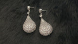 BIANCA - Solid Round CZ Pave Teardrop Earrings In Silver
