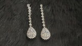 EMELIA - Dangle Long Teardrop CZ Crystal Earrings In Silver
