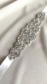 LILIKA - Multi-Shaped Flower Crystal Belt Sash In Silver