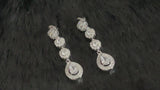 VIOLA - Long Tiered Round CZ Crystal Drop Earrings In Silver