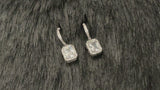 MADISON - Tiny Round Pave CZ With Rectangular Crystal Drop Earrings In Silver