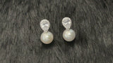 ATLANTA - Inverted Teardrop Crystal And Pearl Stud Earrings In Silver