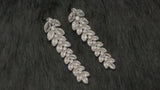 KATRINA - Modern Leaf-Shaped CZ Drop Earrings In Silver