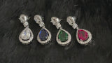 FLAVIA - Teardrop Crystal Earrings In Silver