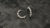 ARIA - CZ Pave Rotate With Pearl Huggie Earrings In Silver