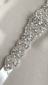 VALENCIA - Multi-Shaped Crystal Weaving Belt Sash In Silver