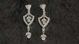 ELIZABETH - Dangle CZ Art Deco Style Drop Earrings In Silver