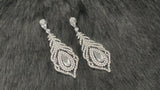 PRIYA - Exotic Pave And Teardrop Crystal Drop Earrings In Silver